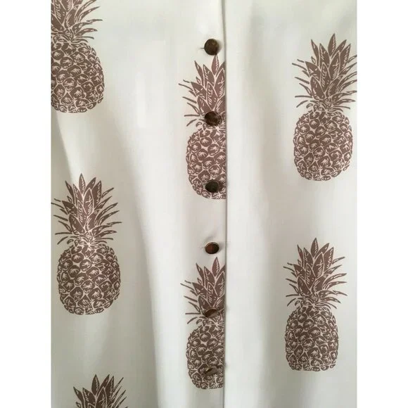 NWT CBR Chic Boutique Rose Pineapple Print BOHO Classic Couture Blouse Top​​​ - Picture 13 of 13